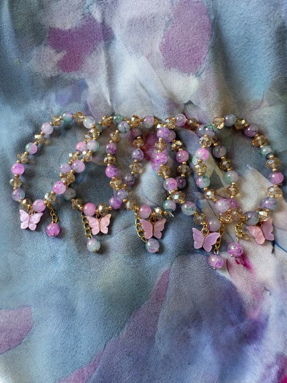 New Glass Bead Bracelets with Pearlized Butterflies in Multicolor $6 each - Picture 7 of 7